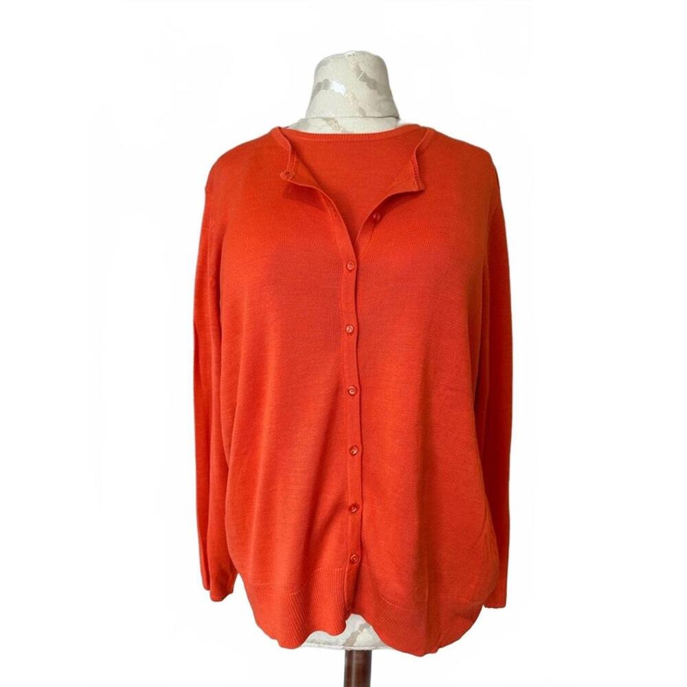 VTG 90's August Silk Orange 100% SILK Long Sleeve Cardigan & Short Sleeve Top-1X